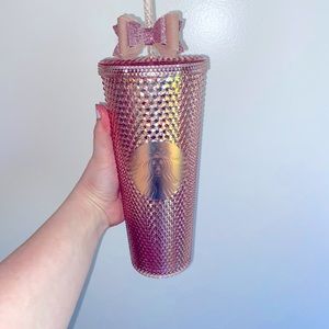BNWT STARBUCKS VENTI ROSE GOLD BLING W/ BOW